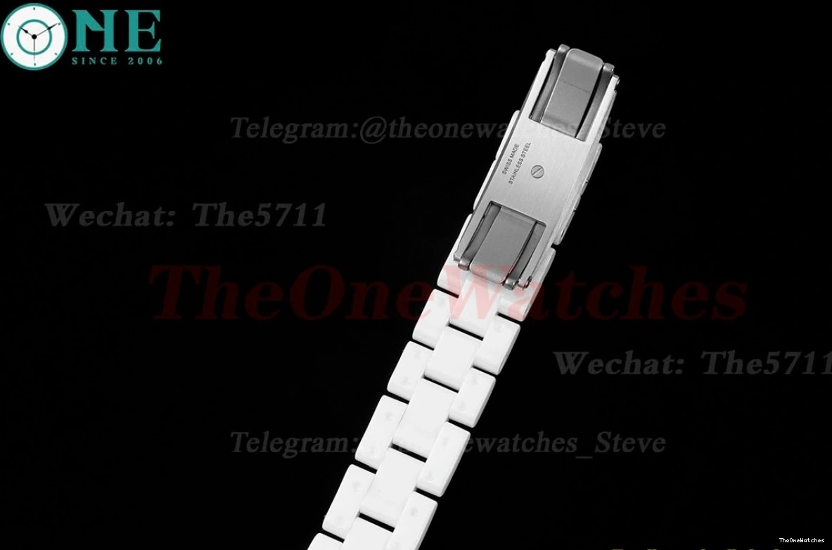 Swiss J12 Cer 33mm Ceramic Dia Dial White Quartz XF Ladies 0514